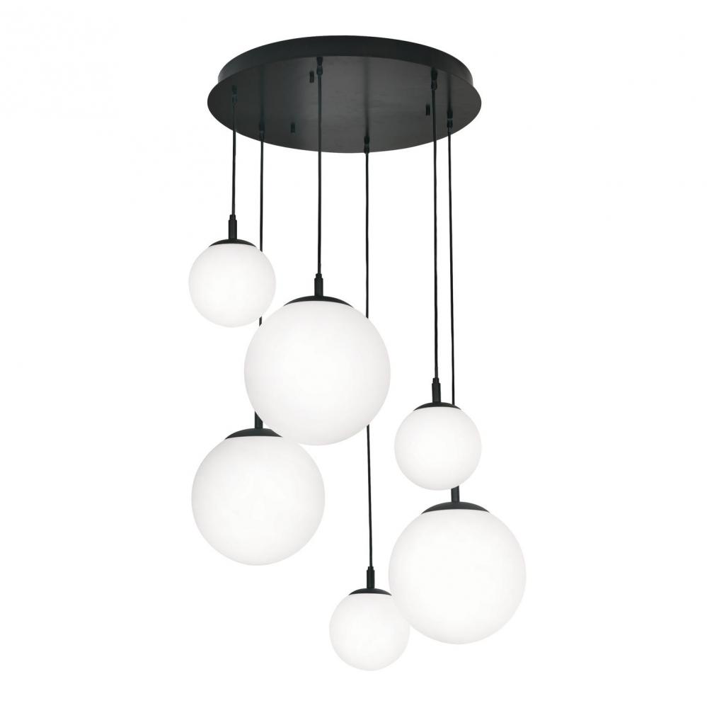 Loretto 6 Light Round Pendant,120V,Black