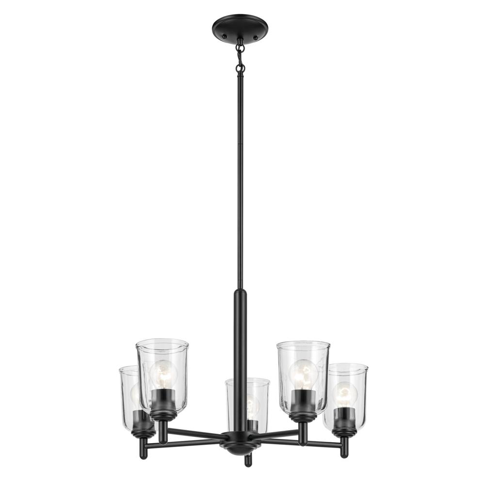 Shailene 15.25" 5-Light Chandelier with Clear Glass in Natural Brass