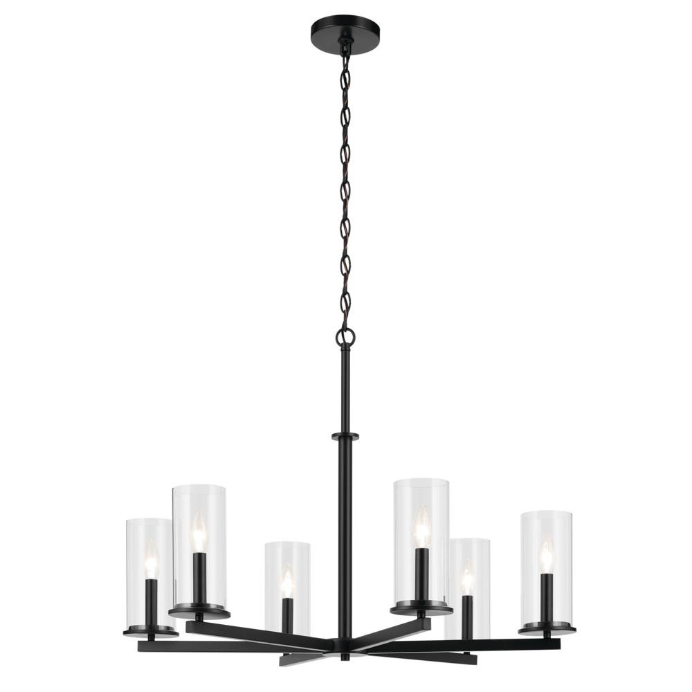 Crosby 21.75" 6-Light Chandelier with Clear Glass in Black