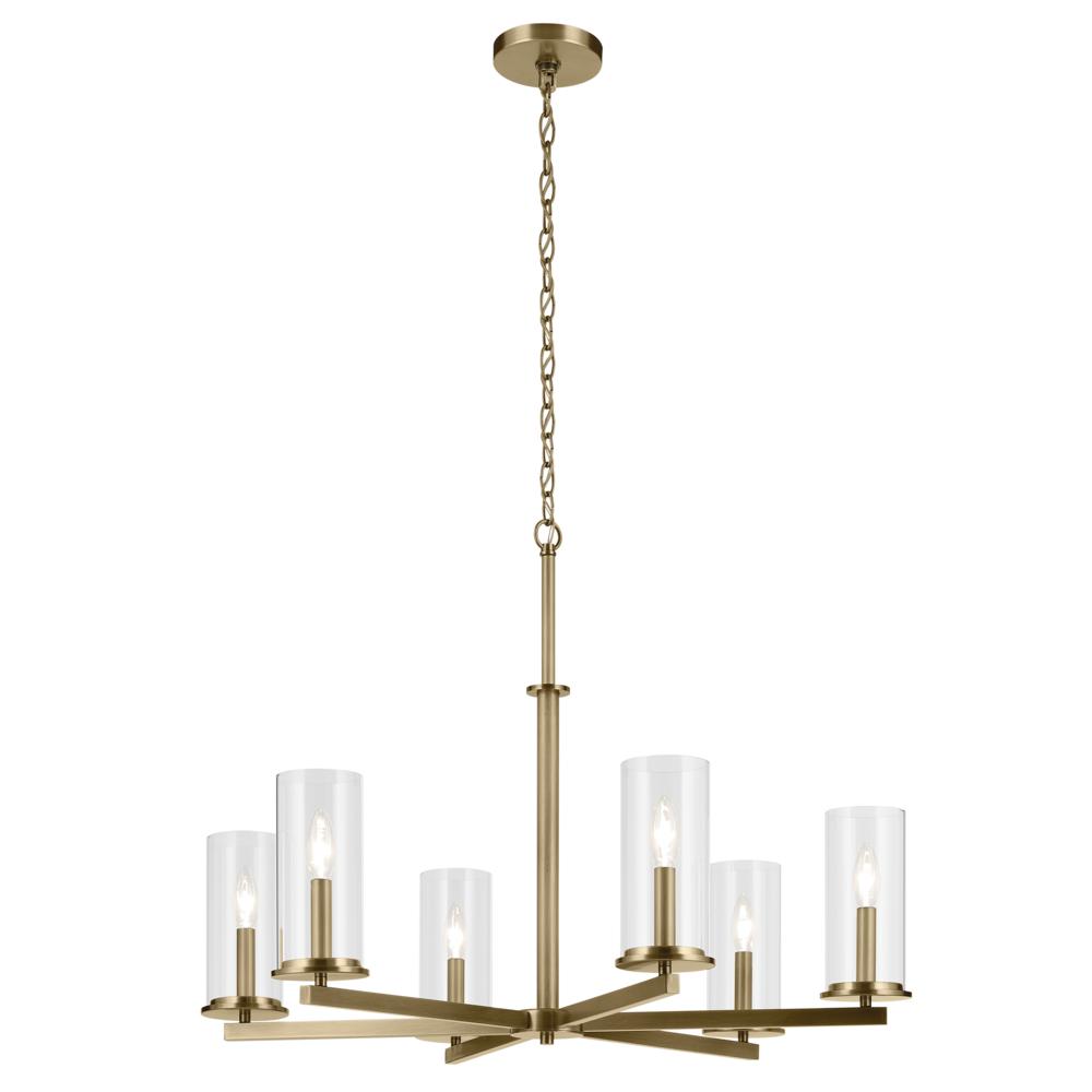 Crosby 21.5" 6-Light Chandelier with Clear Glass in Natural Brass