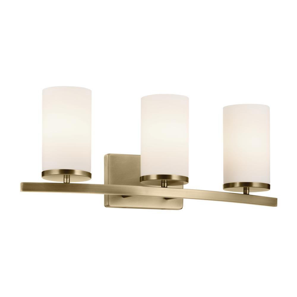 Crosby 23" 3-Light Vanity Light with Satin Etched Cased Opal Glass in Natural Brass