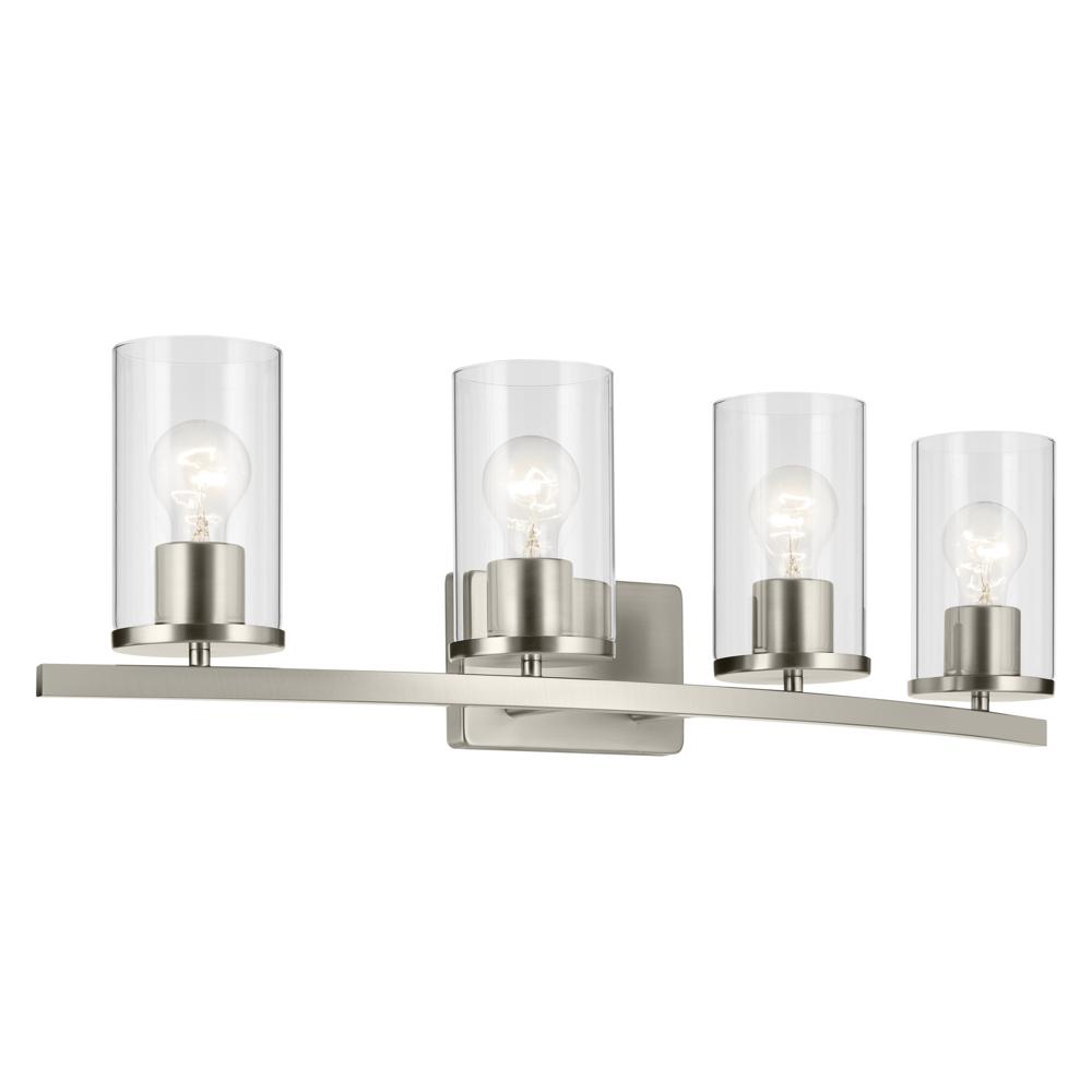 Crosby 31.25" 4-Light Vanity Light with Clear Glass in Brushed Nickel