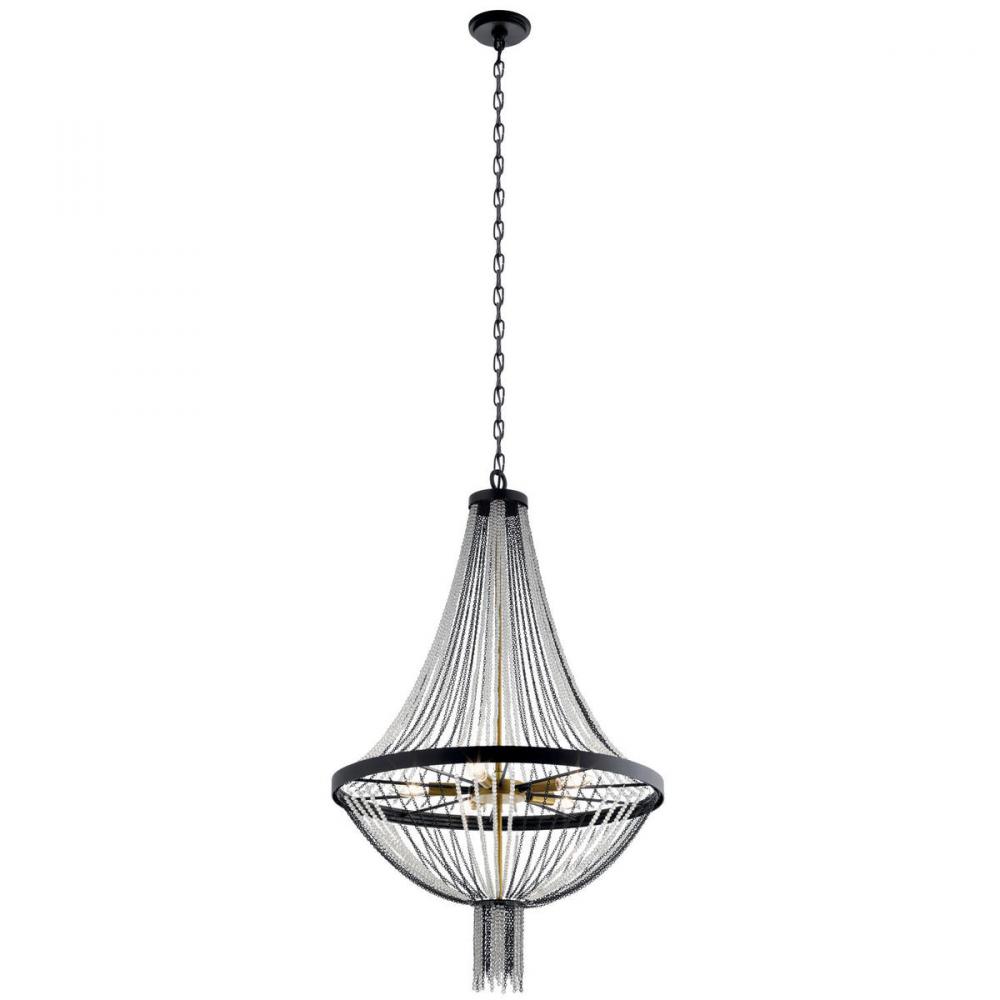 Alexia 39.5" 5 Light Chandelier with Crystal Beads in Textured Black