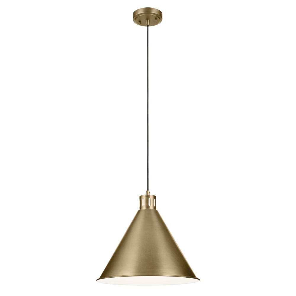 Zailey 14.25" 1-Light Cone Pendant in Natural Brass