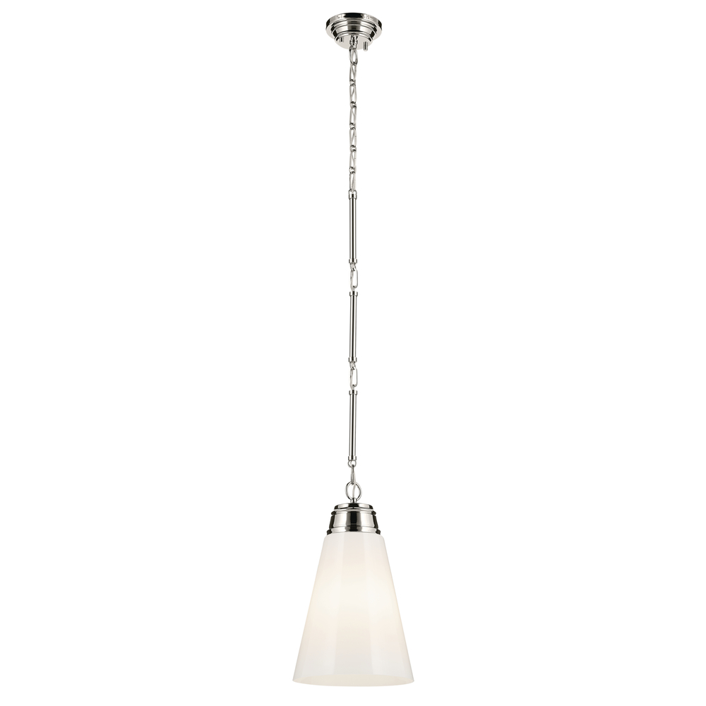 Marsailli 19" 1-Light Medium Pendant with Opal Glass in Brushed Nickel