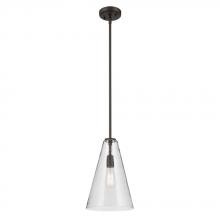 Kichler 42199OZCS - Everly 15.25" 1-Light Cone Pendant with Clear Seeded Glass in Olde Bronze