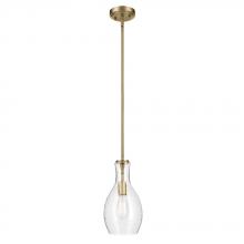 Kichler 42456NBRCS - Everly 13.75" 1-Light Bell Pendant with Clear Seeded Glass in Brushed Natural Brass