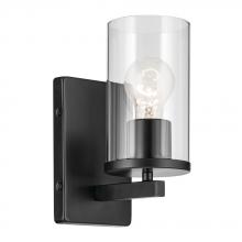 Kichler 45495BKCLR - Crosby 4.5" 1-Light Wall Sconce with Satin Etched Cased Opal Glass in Black