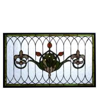 Meyda Blue 82516 - 24.4"W X 14.4"H Tulip & Fleurs Stained Glass Window