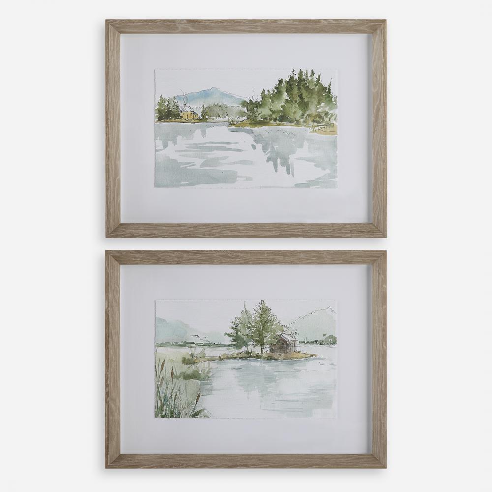 Uttermost Serene Lake Framed Prints, S/2