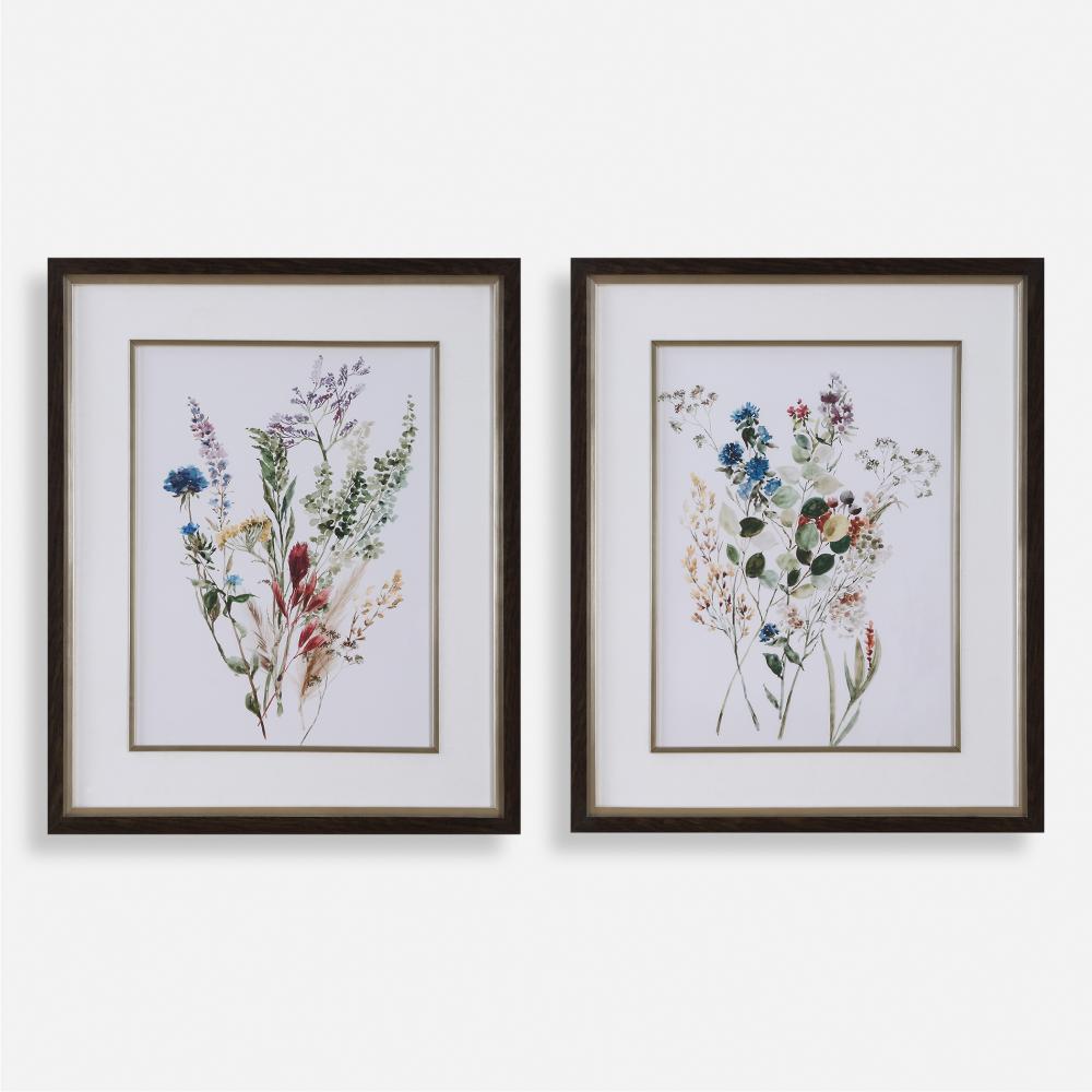 Uttermost Delicate Flowers Framed Prints, S/2