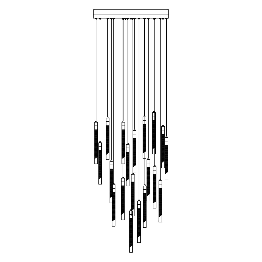 Celine 20 Light Integrated LED Chandelier, Brass with Laser Lined Glass Rods