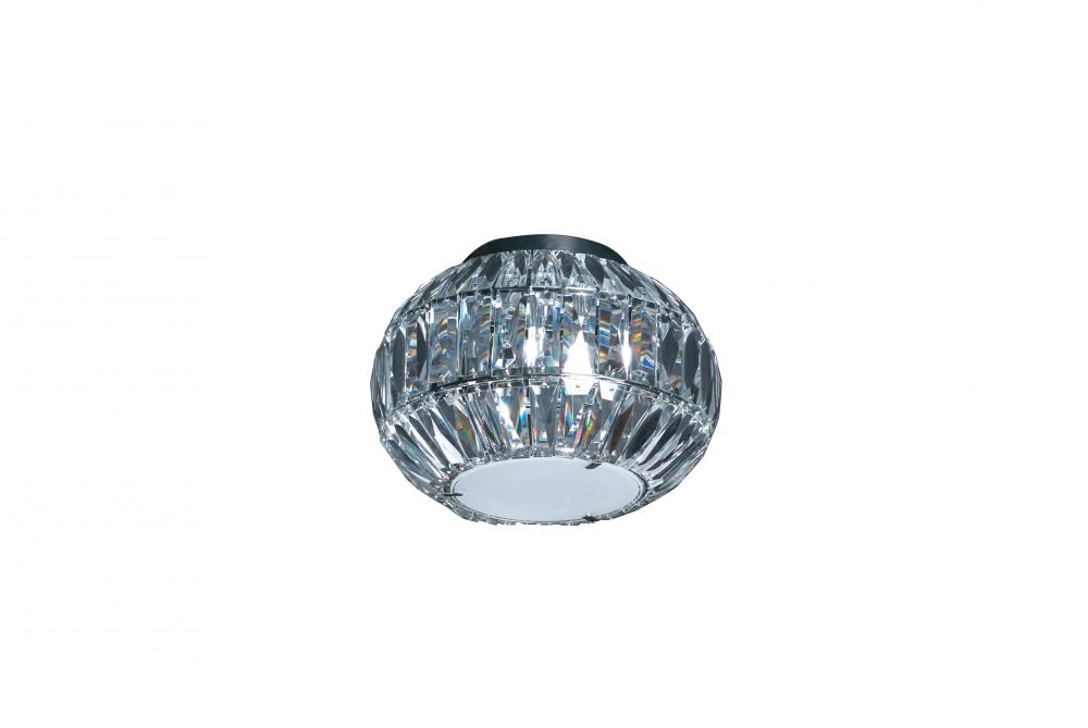 Three Light Polished Crystal Bowl Flush Mount