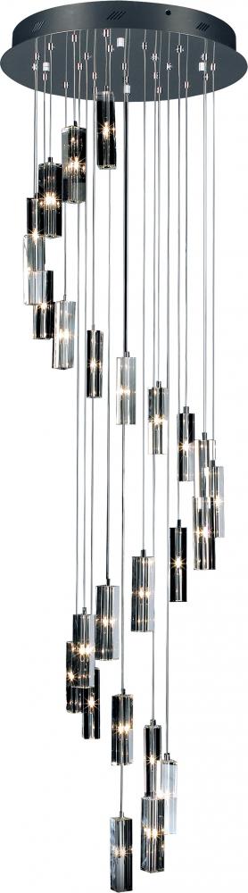 Twenty Five Light Brushed Nickel Crystal Glass Multi Light Pendant