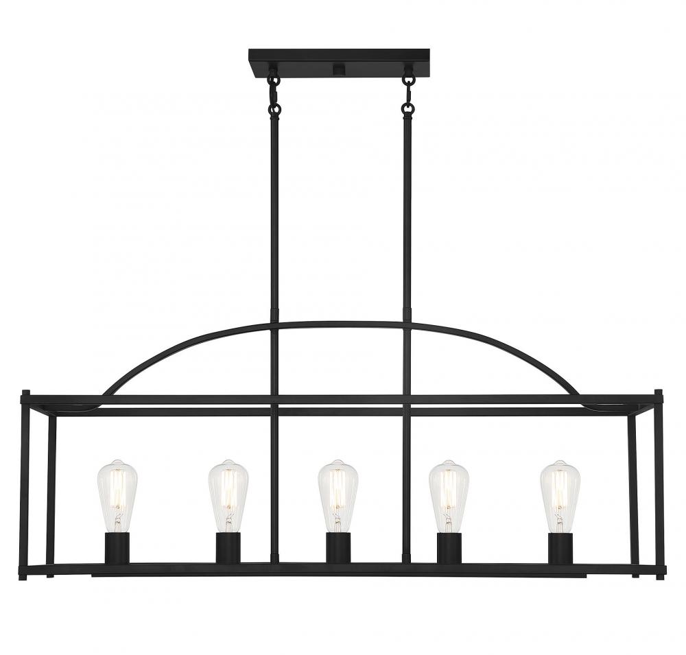 Palladian 5-Light Linear Chandelier in  Matte Black