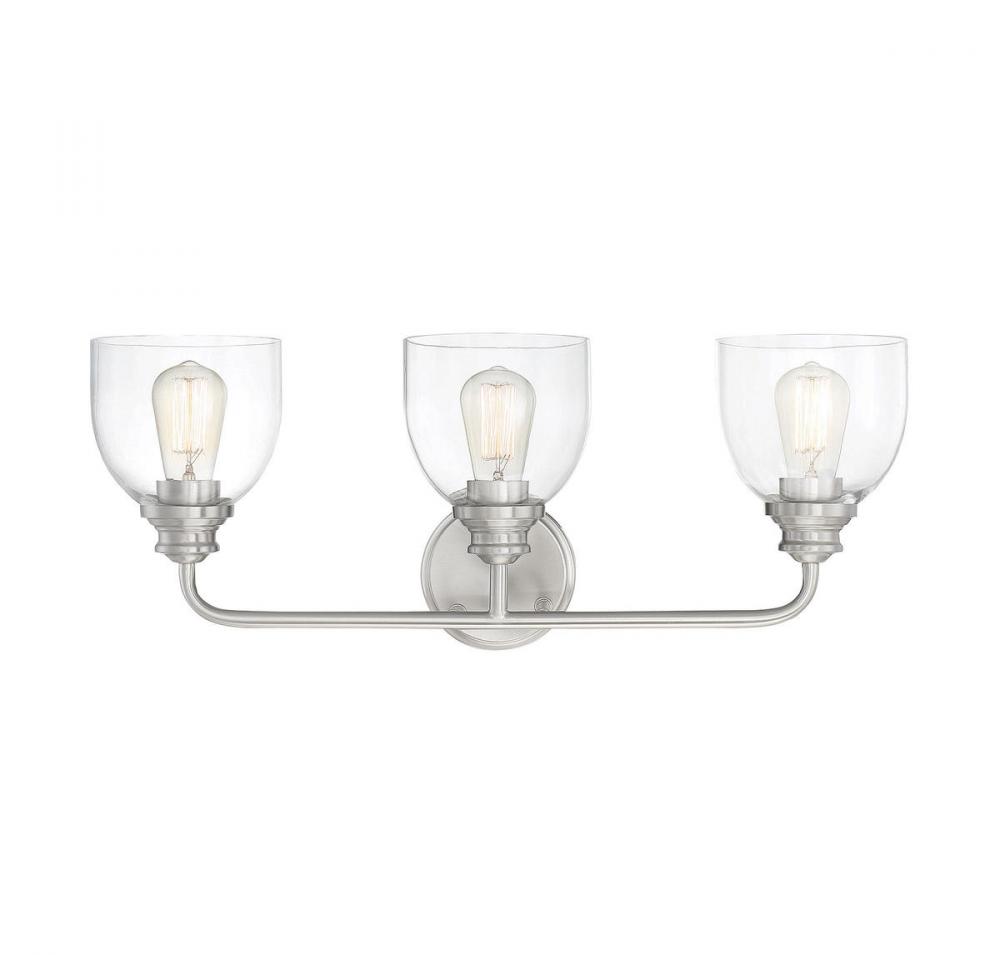 Vale 3-Light Bathroom Vanity Light in Satin Nickel