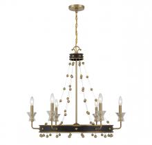 Savoy House 1-3804-6-143 - Iris 6-Light Chandelier in Matte Black with Warm Brass Accents