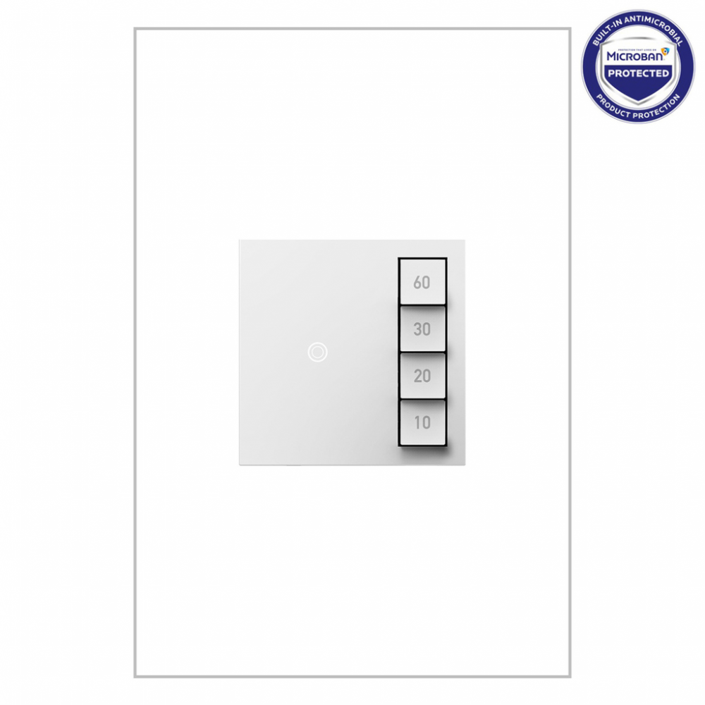 adorne Timer Switch, Manual On/Timed Off, White, with Microban