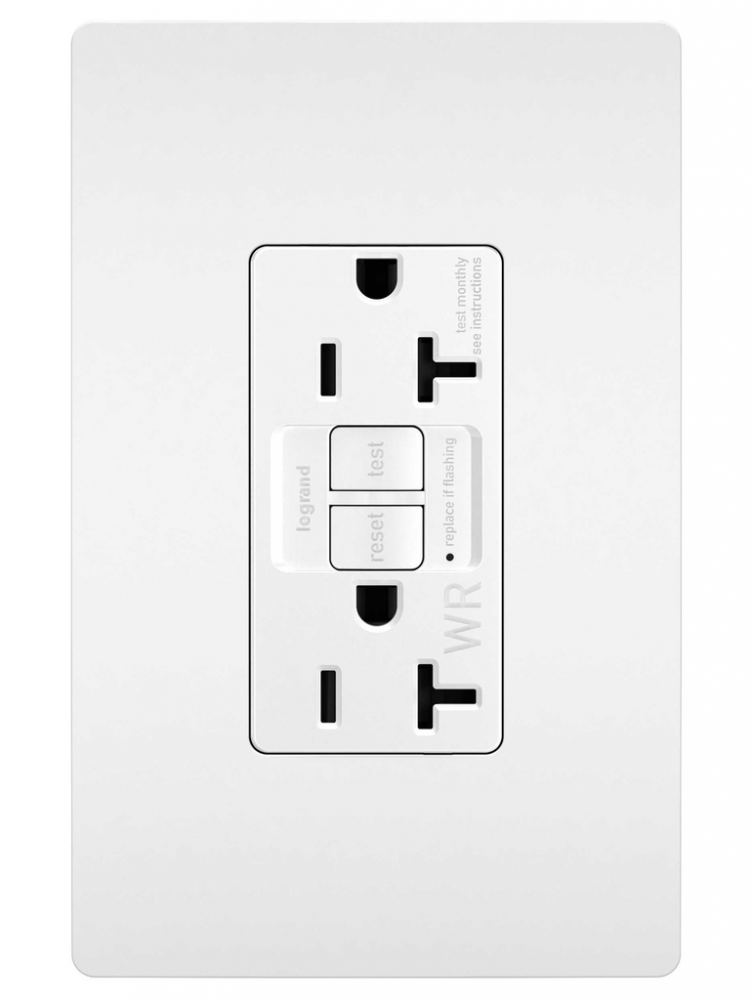 radiant? Spec Grade 20A Weather Resistant Self Test GFCI Receptacle, White