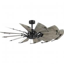 Progress P250098-31M - Springer II Collection 60-in Twelve-Blade Matte Black Modern Farmhouse Windmill Ceiling Fan