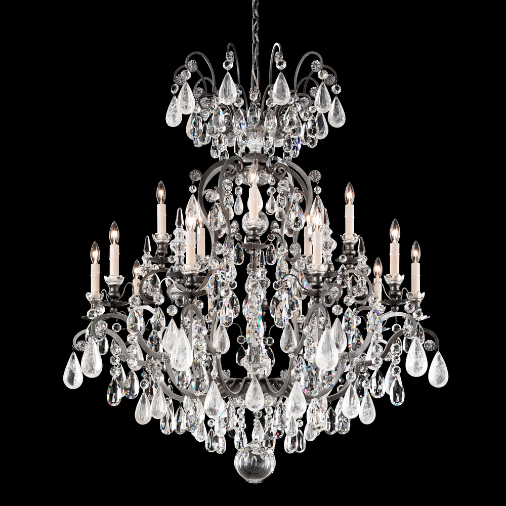 Renaissance Rock Crystal 16 Light 120V Chandelier in Etruscan Gold with Clear Crystal and Rock Cry