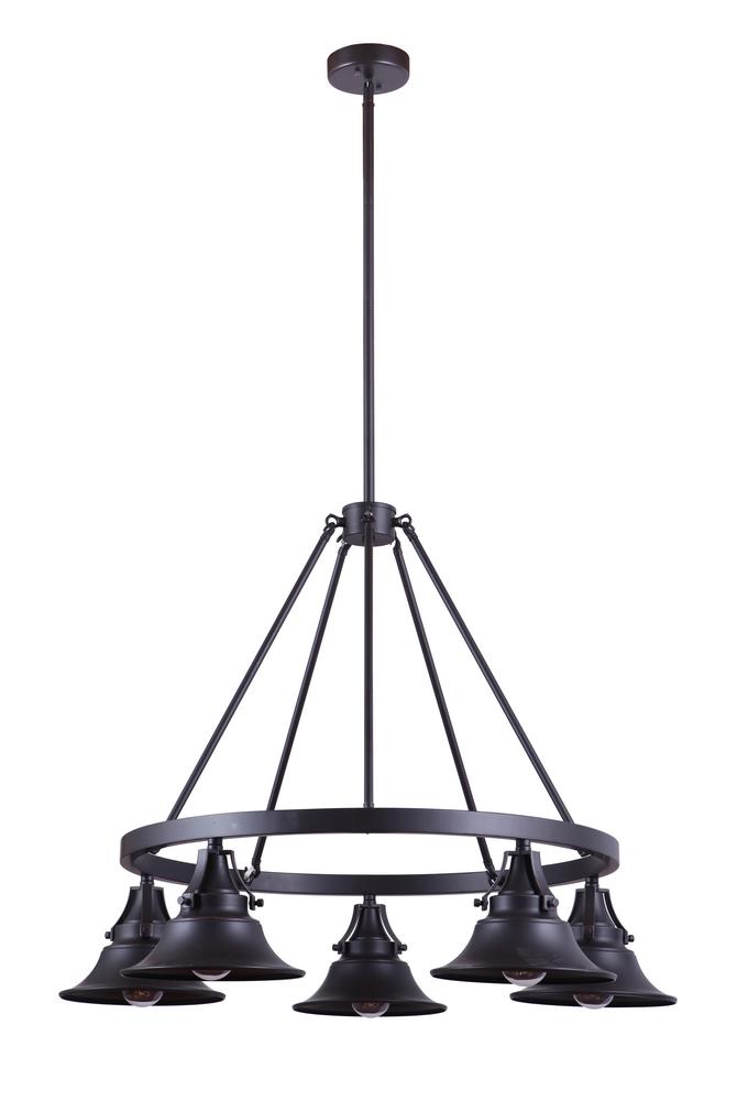 Union 5 Light Outdoor Chandelier in Oiled Bronze Gilded