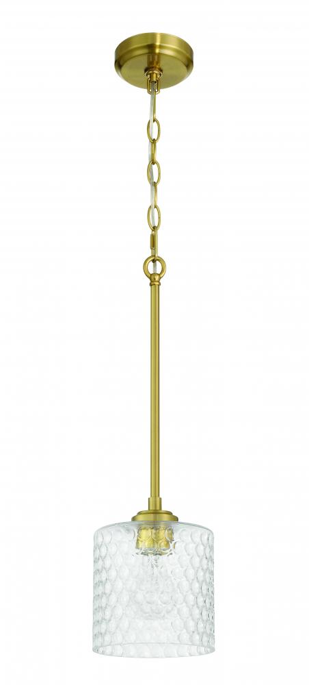 Claire 1 Light Mini Pendant in Satin Brass