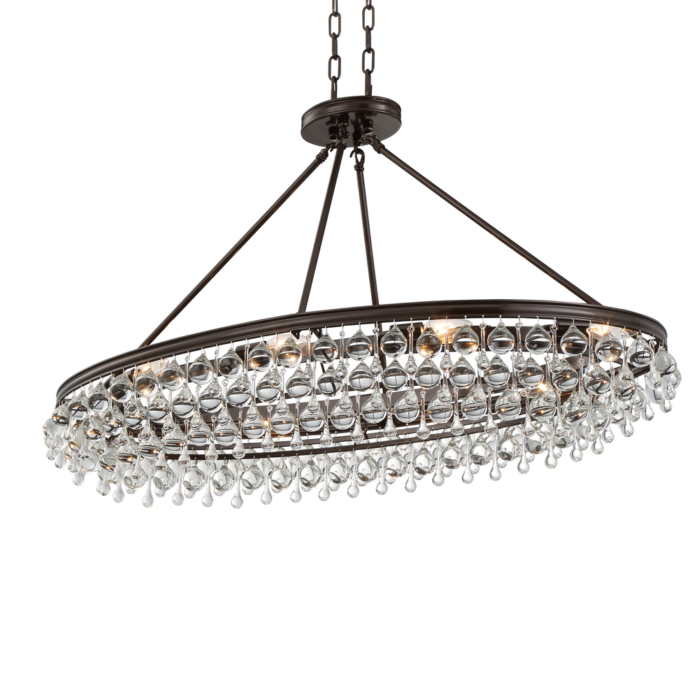 Calypso 8 Light Crystal Teardrop Vibrant Bronze Oval Chandelier