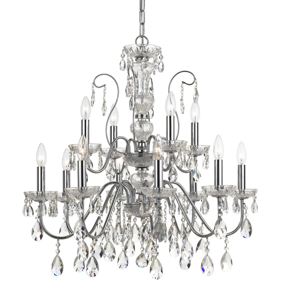 Crystorama Traditional Crystal 12 Light Clear Crystal Chrome Chandelier