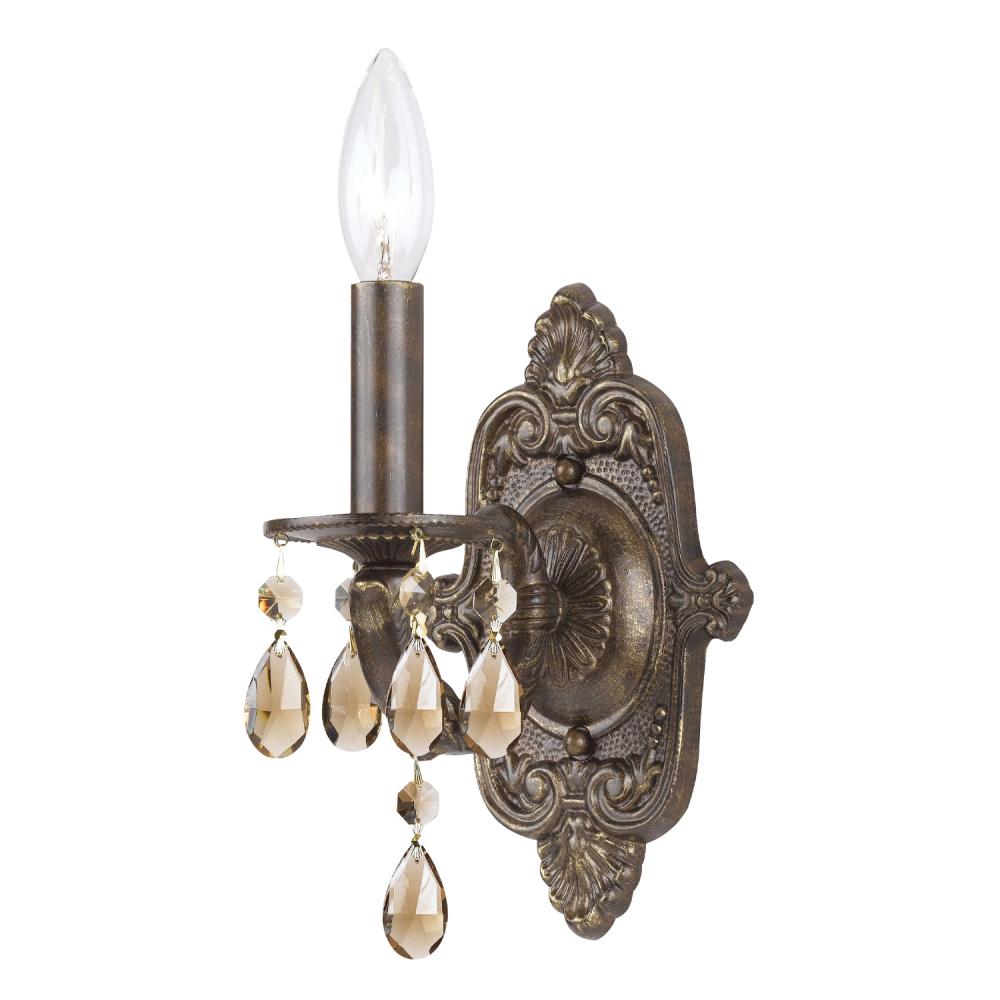 Paris Market 1 Light Golden Teak Hand Cut Crystal Venetian Bronze Sconce