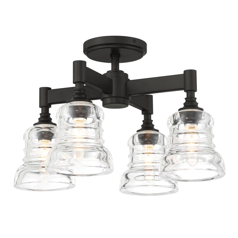 Gregory 4 Light Matte Black Semi Flush Mount