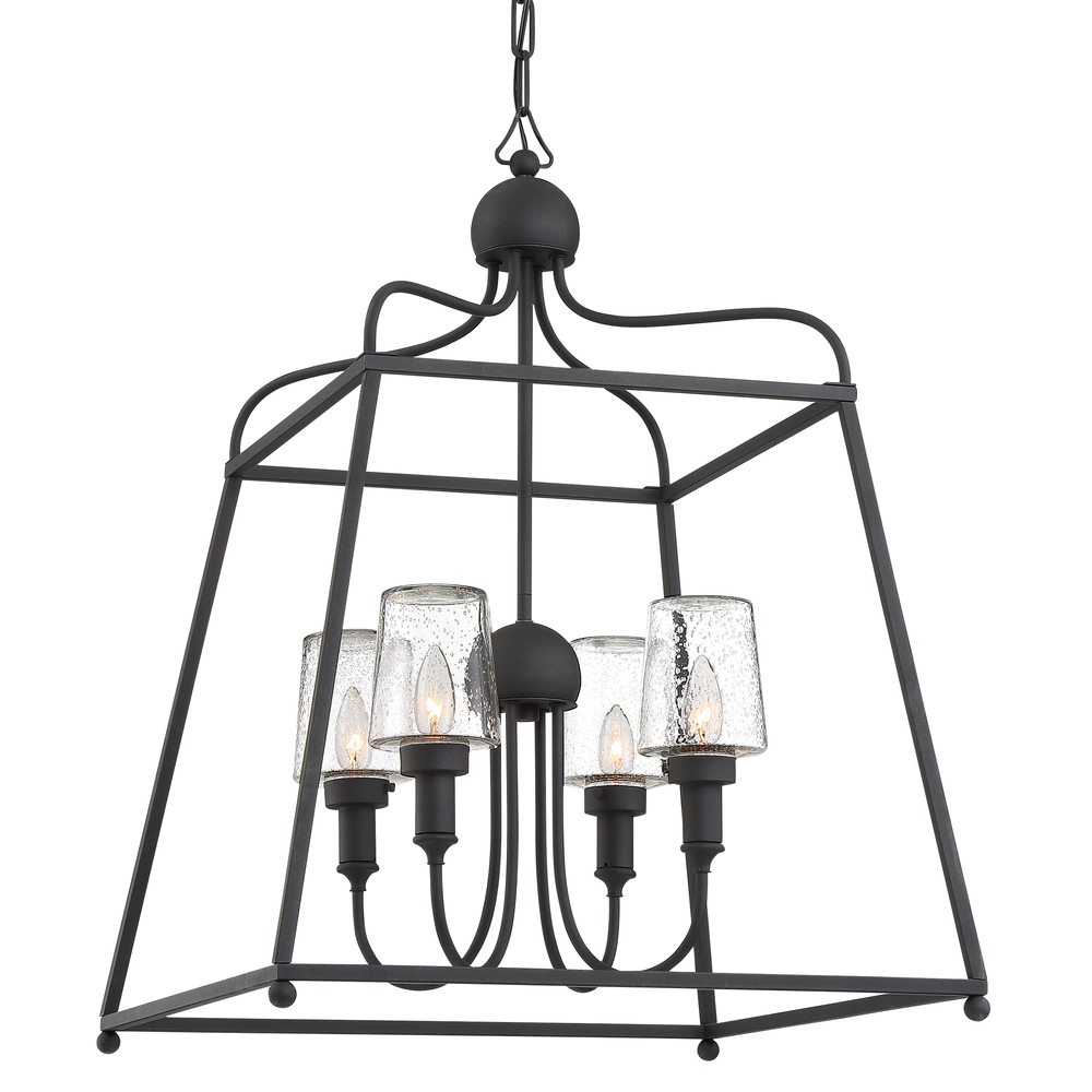 Libby Langdon for Sylvan 4 Light Black Forged Outdoor Chandelier