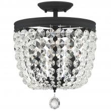 Crystorama 783-BF-CL-S - Archer 3 Light Swarovski Strass Crystal Black Forged Semi Flush Mount