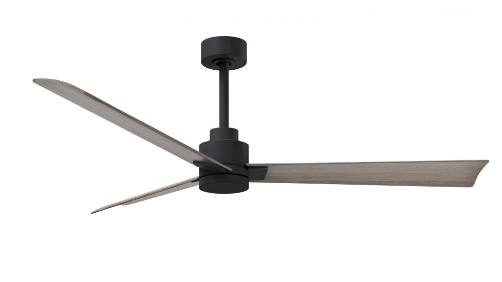 Alessandra 3-blade transitional ceiling fan in matte black finish with gray ash blades. Optimized