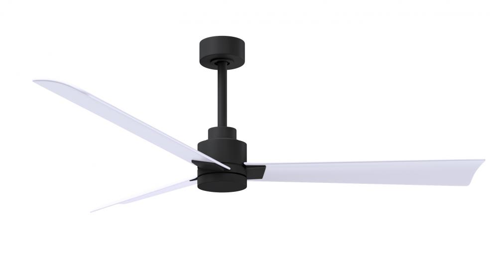 Alessandra 3-blade transitional  ceiling fan in matte black finish with matte white blades. Optimi