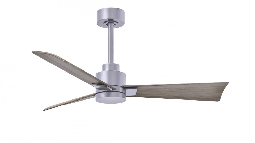 Alessandra 3-blade transitional ceiling fan in brushed nickel finish with gray ash blades. Optimiz