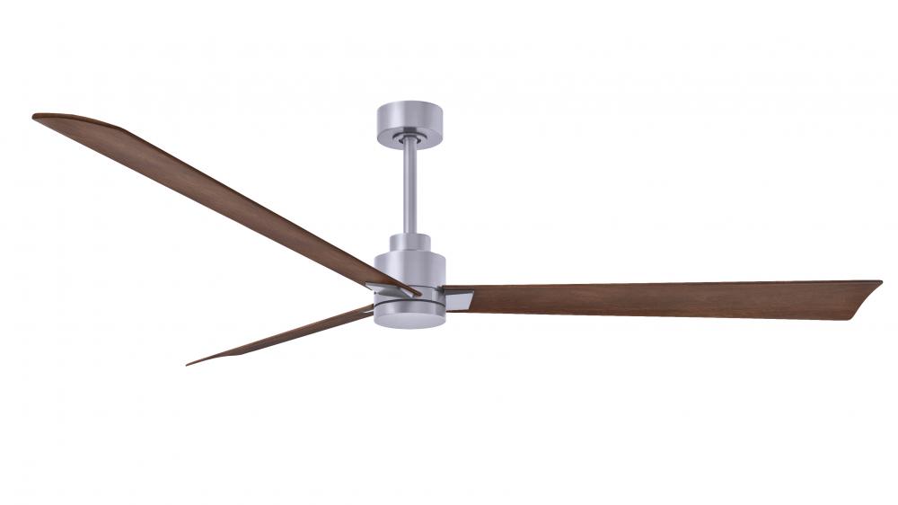 Alessandra 3-blade transitional ceiling fan in brushed nickel finish with walnut blades. Optimized