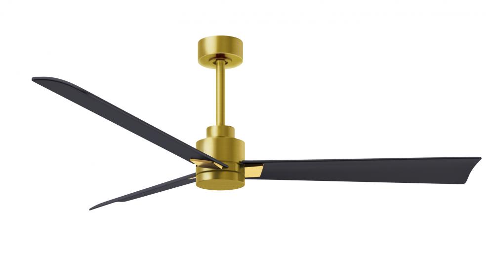 Alessandra 3-blade transitional ceiling fan in brushed brass finish with matte black blades. Optim