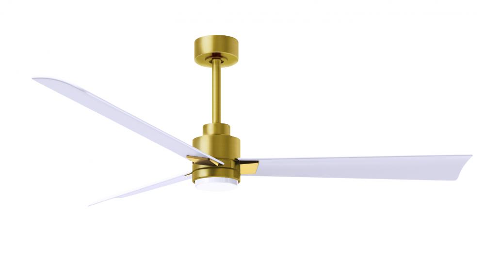 Alessandra 3-blade transitional ceiling fan in brushed brass finish with matte white blades. Optim