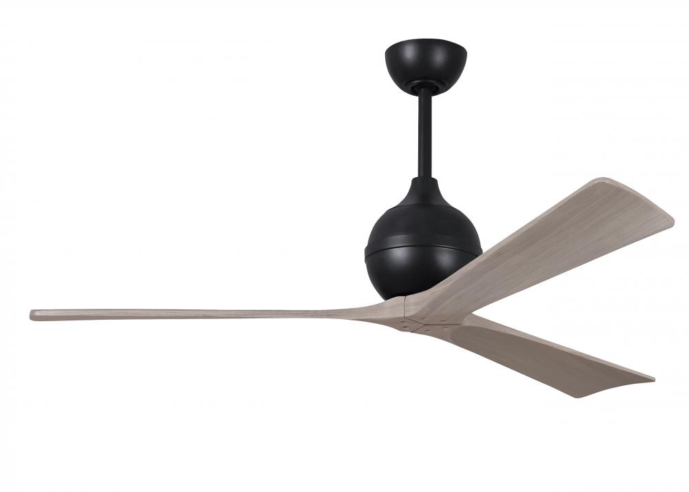 Irene-3 three-blade paddle fan in Matte Black finish with 60" gray ash tone blades.