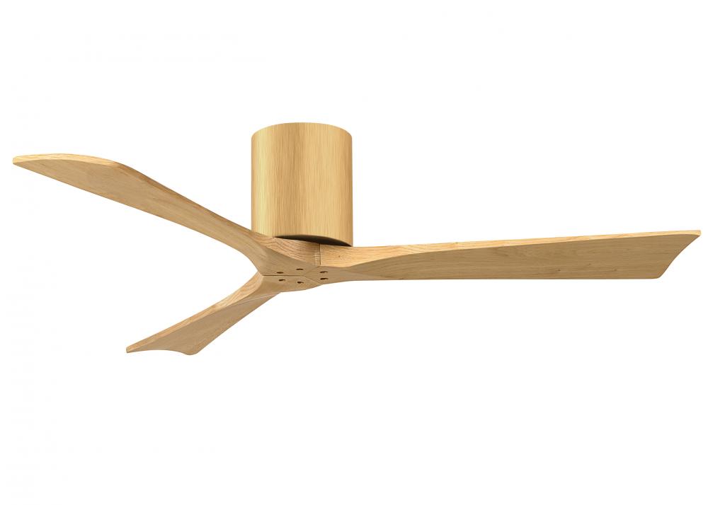 Irene-3H three-blade flush mount paddle fan in Brushed Brass finish with 52” Light Maple tone bl