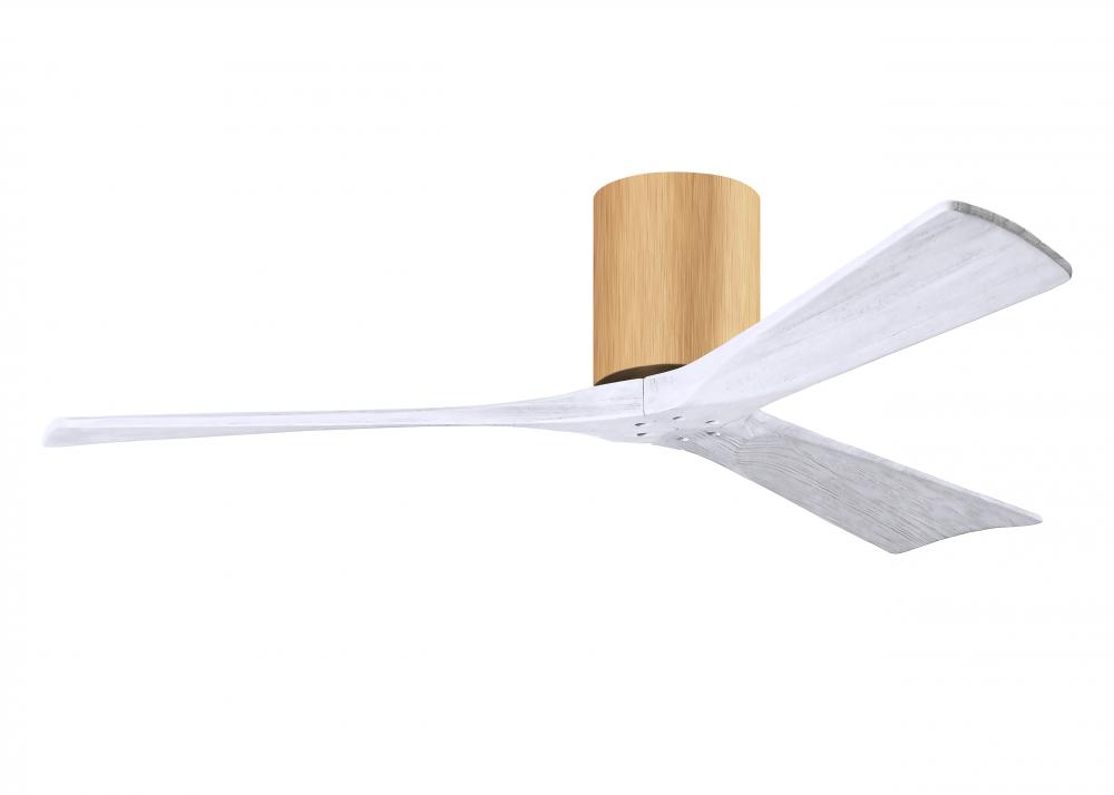 Irene-3H three-blade flush mount paddle fan in Brushed Brass finish with 52” Matte White tone bl