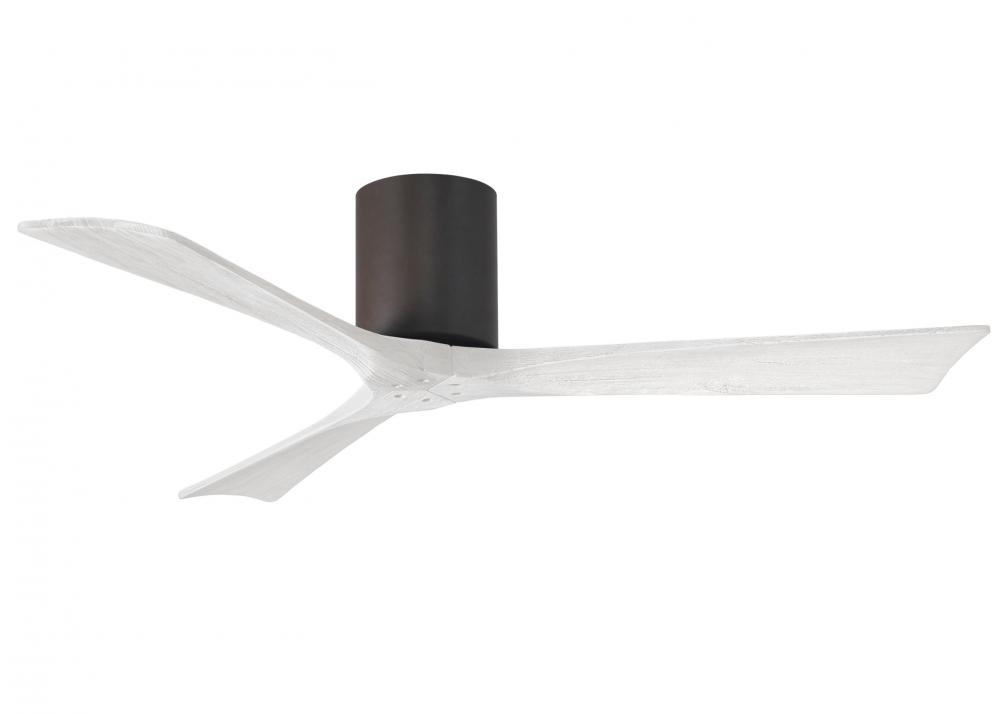 Irene-3H three-blade flush mount paddle fan in Textured Bronze finish with 52” solid matte white