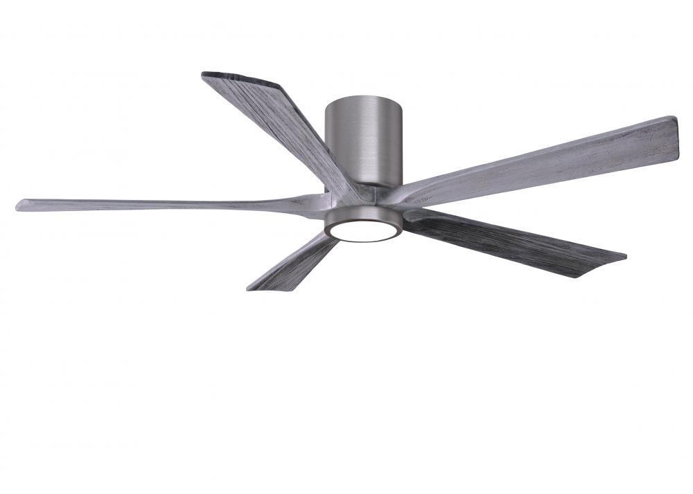 IR5HLK five-blade flush mount paddle fan in Brushed Pewter finish with 60” Barn Wood blades and