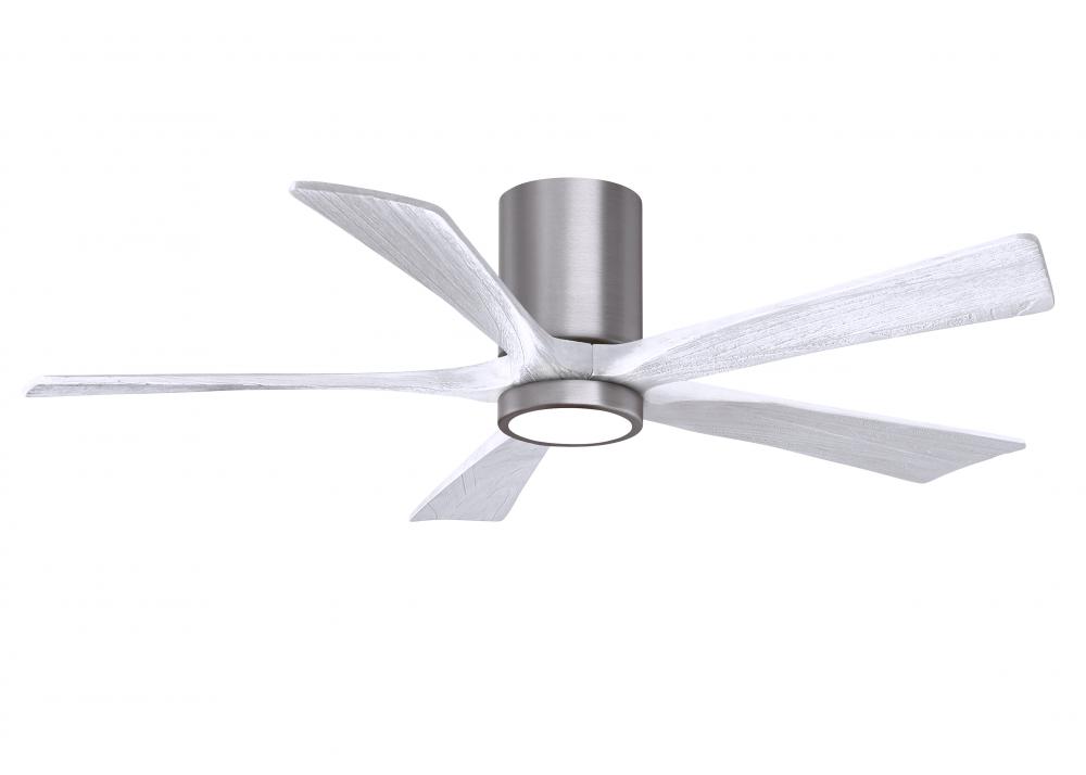 IR5HLK five-blade flush mount paddle fan in Brushed Pewter finish with 52” Matte White blades an