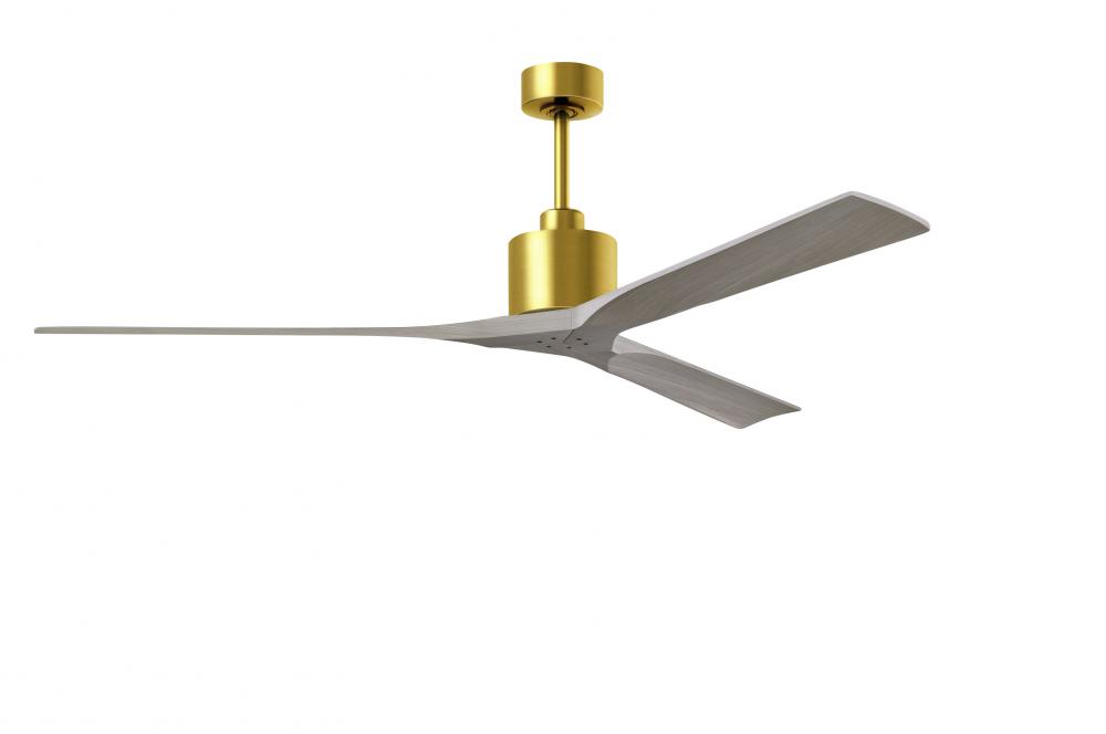 Nan XL 6-speed ceiling fan in Brushed Brass finish with 72” solid walnut tone wood blades