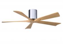 Matthews Fan Company IR5H-CR-LM-52 - Irene-5H three-blade flush mount paddle fan in Polished Chrome finish with 52” Light Maple tone