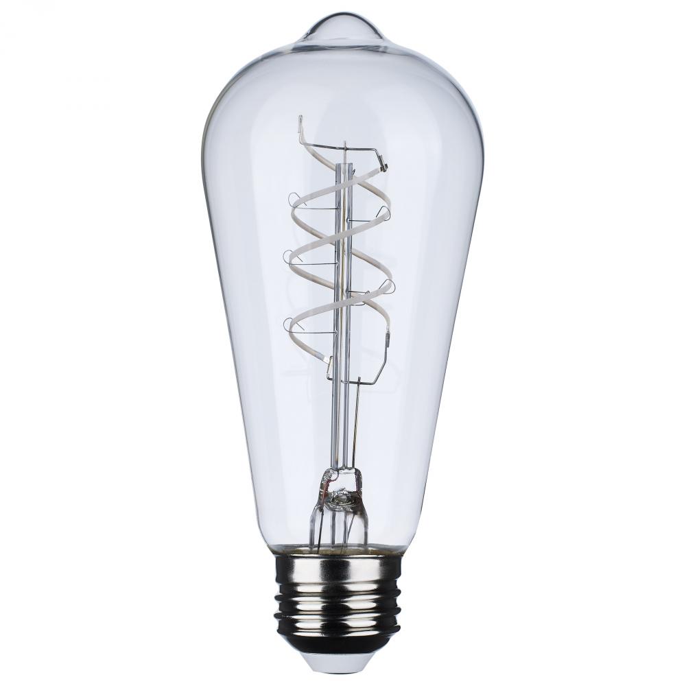 6 Watt LED; Reminiscent; Flex Gray Coil Filament; ST19; Medium Base; 2700K CCT; Clear; 120 Volt