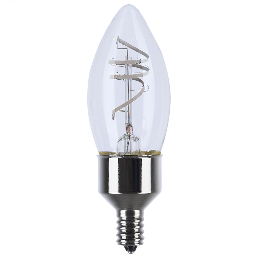 4 Watt LED; Reminiscent; Flex Gray Coil Filament; B11; Candelabra Base; 2700K CCT; Clear; 120 Volt