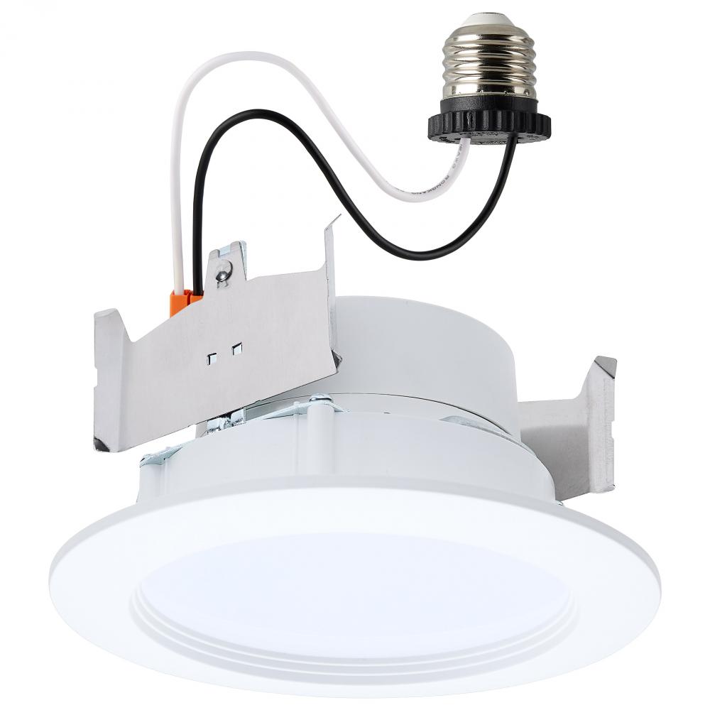 8 Watt; 4 Inch LED Downlight Retrofit; 27K/30K/35K/40K/50K CCT Selectable; Regressed Wafer; Round;